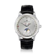 Jaeger-LeCoultre. A stainless steel automatic triple calendar wristwatch with moon phase Master...