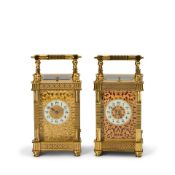 Two Similar Carriage Clocks with Filigree, France, late 19th/early 20th century,