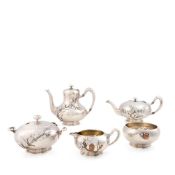 Five-piece Whiting Sterling Silver and Mixed Metal Tea and Coffee Service,