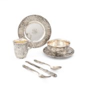 Seven-piece Tiffany & Co. Sterling Silver Child's Tableware Set,