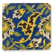 A Safavid cuerda seca pottery tile Persia, 17th Century