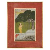 A maiden at a lingam shrine beneath an overhanging tree Bundi, circa 1760-80