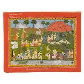 A scene from a Bhagavata Purana series: Krishna as a child with Yashoda and child-gopis Datia, c...