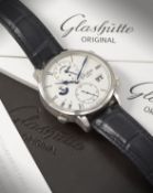 Glashütte Original. An 18K white gold automatic calendar wristwatch with dual time zone, po...