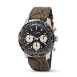 LeCoultre. A fine and rare stainless steel manual wind chronograph wristwatch with 'world time' b...