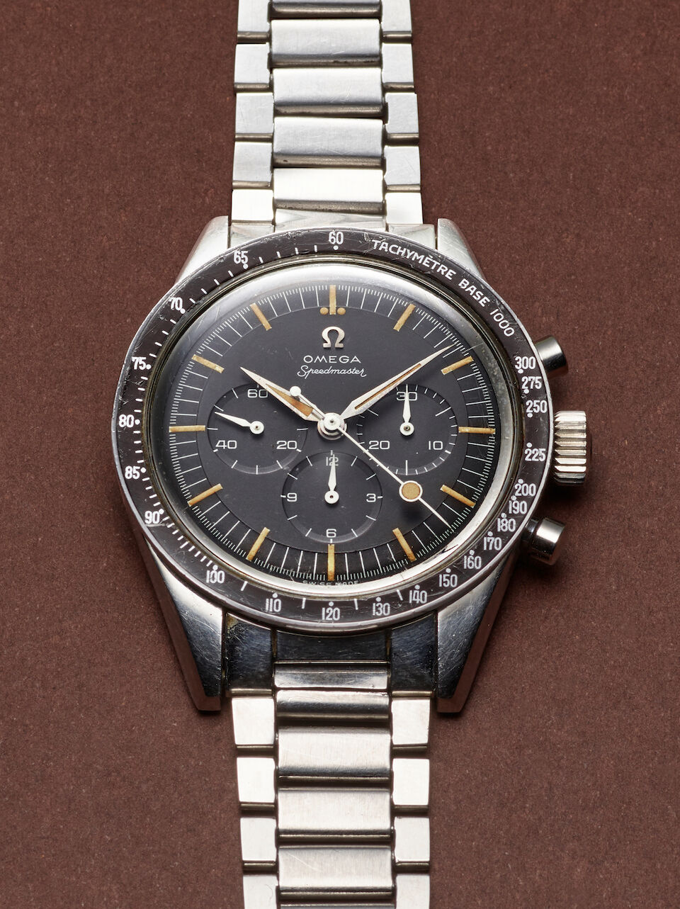 OMEGA. A RARE STAINLESS STEEL MANUAL WIND CHRONOGRAPH WRISTWATCH Speedmaster, Ref: 2998-2, c. 1960s
