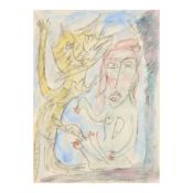 THORNTON DIAL (1928-2016) Lady and Cat 15 x 11 in. (38 x 28 cm.)