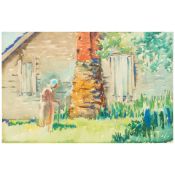 John Kelly Fitzpatrick (1888-1953) Woman in the Garden sight 13 x 19 1/2 in. (33 x 19.5 cm.) (Ex...
