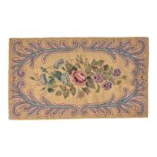 Fine Pastel Flower and Scroll Hooked Rug Elinor Chace Larson (1908-89), North Scituate, Rhode Is...