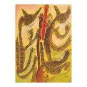 THORNTON DIAL (1928-2016) Cats in Town, 1991-1992 14 x 10 in. (35.5 x 25.4 cm.) (Executed in 199...