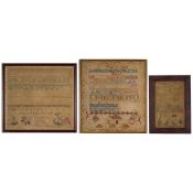 Three Framed Samplers United States, late 18th and 19th century