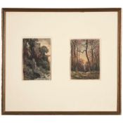 Christopher Pearse Cranch (1813-1892) Landscape with Tower and Landscape with Figures: A Pair of...