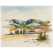 LOIS MAILOU JONES (1905-1998) New Hampshire Landscape 18 1/2 x 23 3/4 in. (46.9 x 60.3 cm.) (Exe...