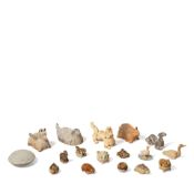 A GROUP OF POTTERY ANIMALS AND WEIGHTS Han Dynasty and later (17)