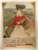 A Cycles Andru poster after Douzinelle, French, circa 1898,