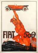 A FIAT 509 advertising poster after Plinio Codognato (1878-1940), Italian, 1925,