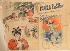 A Cycles de la Metropole advertising poster, after Lucien Baylac, French, dated 1895,