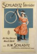 A Schladitz-Fahrrader advertising poster after B. Wennerberg, German, circa 1905