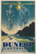 A Dunlop Luftreifen 50 year anniversary poster, after Ahrle, German, 1938,