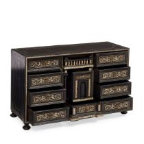 An Italian ebony, ebonised and bone stipo monetiere or table cabinet Late 17th century and later