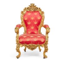 A Victorian carved giltwood armchairMid-19th century in the Baroque taste