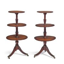 A pair of late George III mahogany three tier dumb waiters Early 19th century (2)