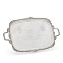 A George V silver presentation tray by James Deakin & Sons, Sheffield, 1924