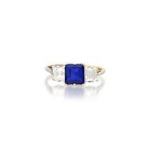 SAPPHIRE AND DIAMOND RING, CIRCA 1915