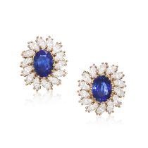 SAPPHIRE AND DIAMOND CLUSTER EARRINGS