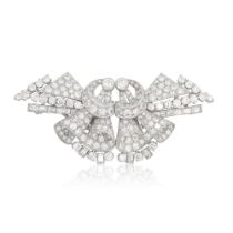 DIAMOND DOUBLE CLIP BROOCH, CIRCA 1950