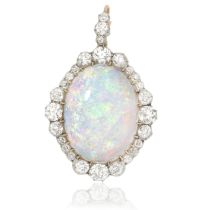 OPAL AND DIAMOND PENDANT, CIRCA 1900