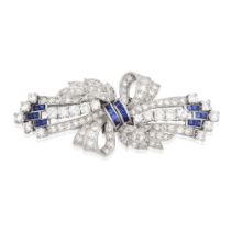 SAPPHIRE AND DIAMOND DOUBLE CLIP BROOCH