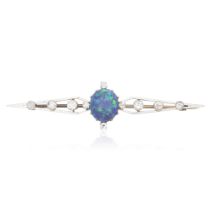 OPAL AND DIAMOND BROOCH, CIRCA 1920
