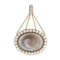 SEED PEARL, ENAMEL AND HAIRWORK MEMORIAL PENDANT, CIRCA 1830