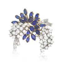 SAPPHIRE AND DIAMOND BROOCH