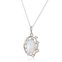 OPAL AND DIAMOND PENDANT, CIRCA 1900
