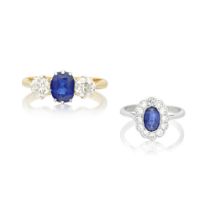 TWO SAPPHIRE AND DIAMOND RINGS (2)