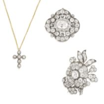 TWO PASTE BROOCHES AND PASTE PENDANT/NECKLACE, NINETEENTH CENTURY