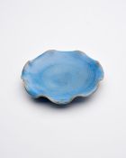 A BLUE-GLAZED LOBED DISH Probably of Jun type, Ming Dynasty