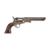 A CIVIL WAR COLT MODEL 1851 NAVY REVOLVER AND LEATHER HOLSTER,