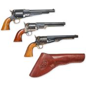 THREE REPRODUCTION CIVIL WAR-TYPE PERCUSSION REVOLVERS.