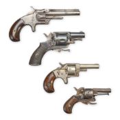 FOUR SMALL 19TH CENTURY POCKET REVOLVERS.