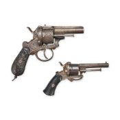 TWO 19TH CENTURY LEFAUCHEUX PINFIRE REVOLVERS.
