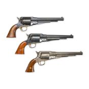 THREE ITALIAN REPRODUCTION REMINGTON NEW MODEL ARMY PERCUSSION REVOLVERS.