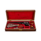 A REPRODUCTION COLT PATERSON REVOLVER WITH CASE AND ACCESSORIES.