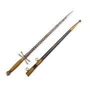 A FRATERNAL/CEREMONIAL DAGGER WITH SCABBARD.