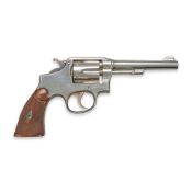 A PRE-WAR NICKEL-PLATED SMITH & WESSON MILITARY & POLICE MODEL 1905 DOUBLE-ACTION REVOLVER AND H...