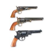 THREE REPRODUCTION PERCUSSION REVOLVERS.