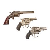 THREE ANTIQUE 19TH CENTURY REVOLVERS.