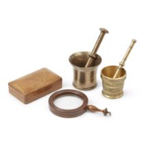 Two brass pestles and mortars, used by Claire (6)